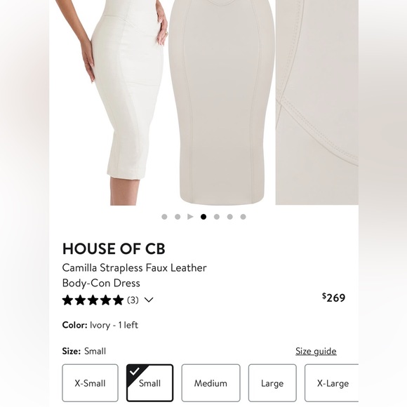 HOUSE OF CB Camilla Strapless Faux Vegan Leather Body-Con Dress $269 Ivory Small - Picture 7 of 16